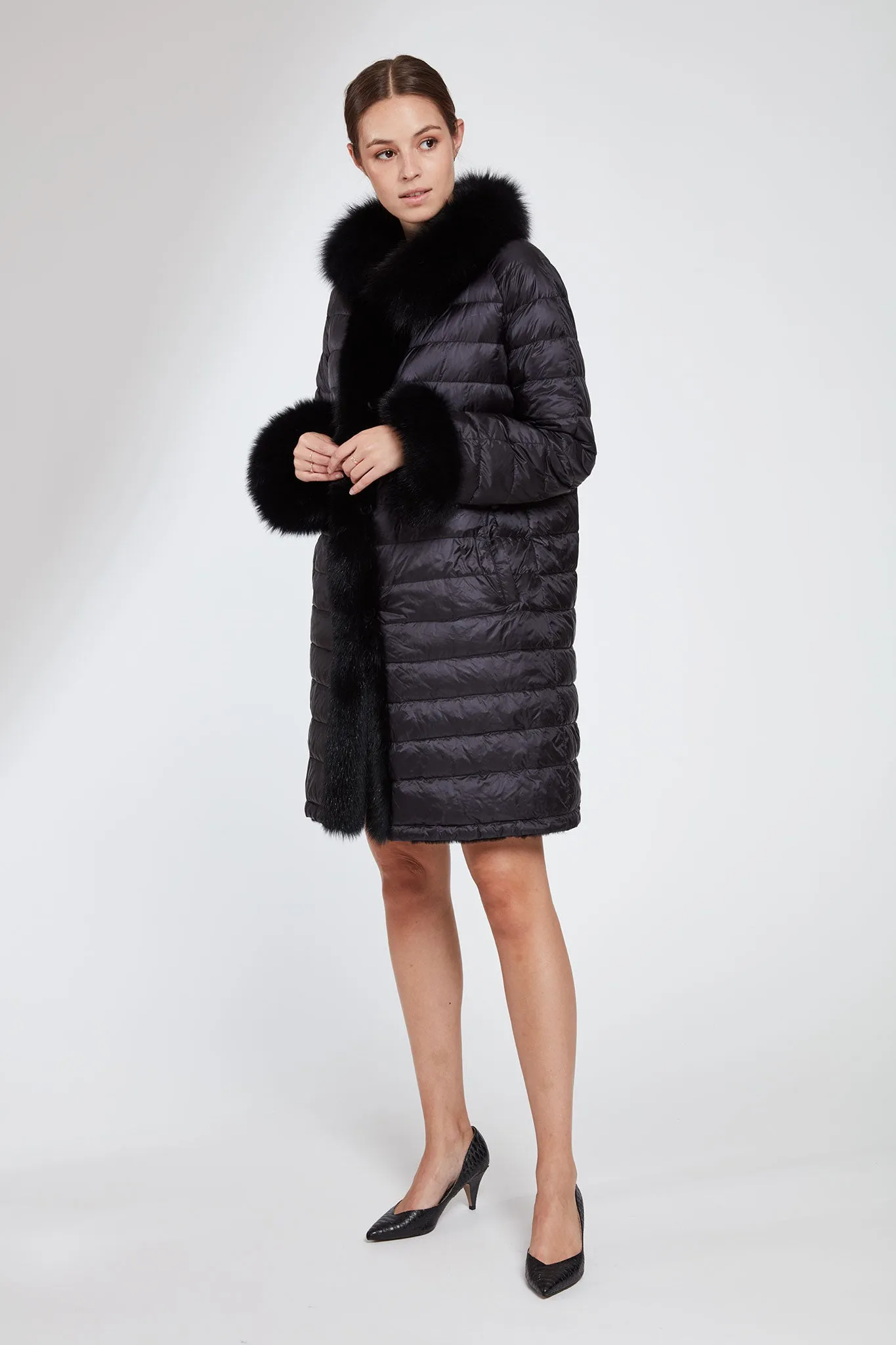 #1142 Down and Fox Reversible  Coat  Special  $390