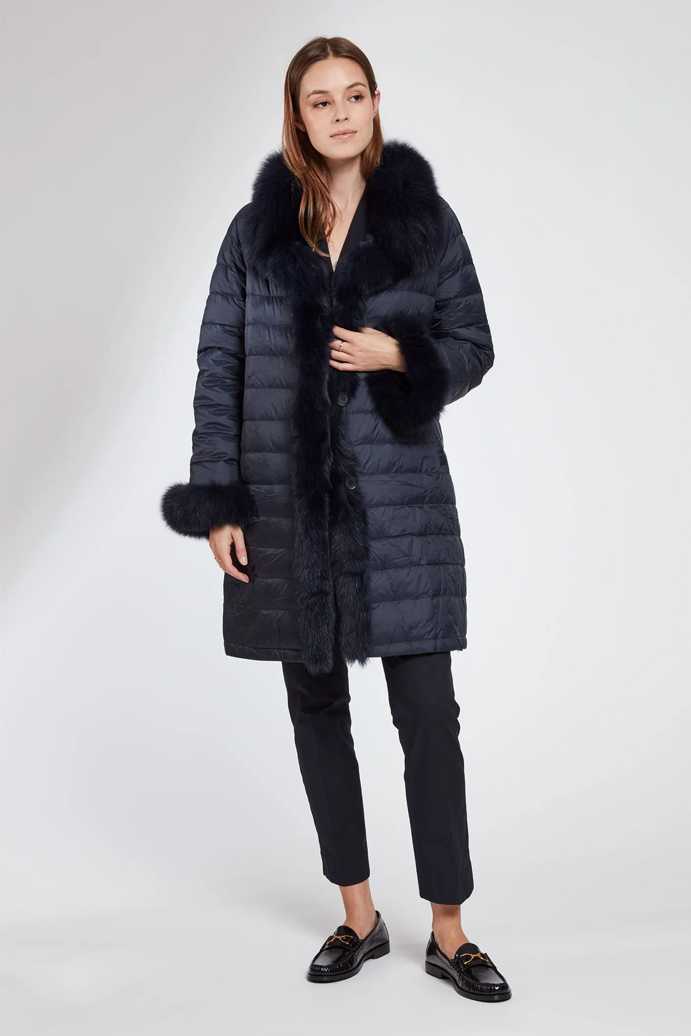 #1142 Down and Fox Reversible  Coat  Special  $390