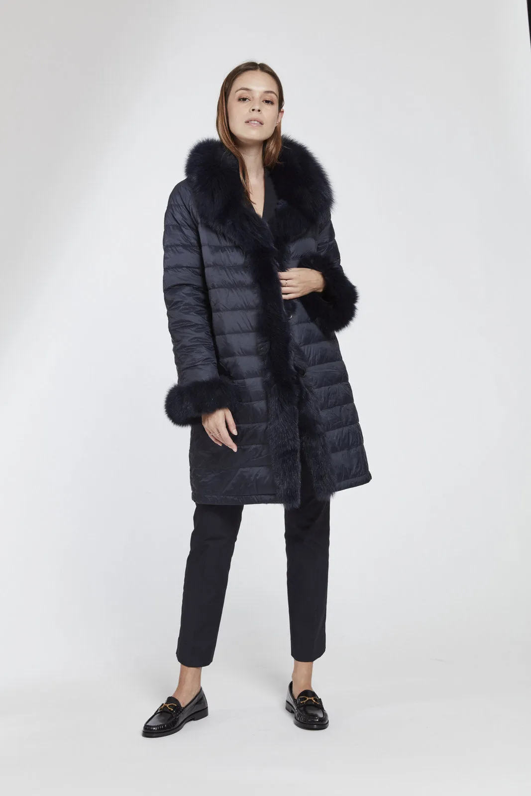 #1142 Down and Fox Reversible  Coat  Special  $390