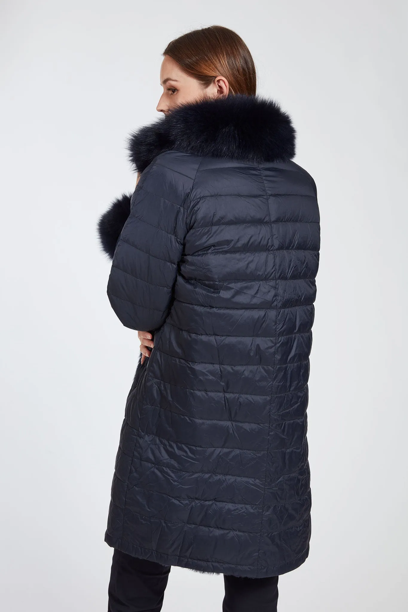 #1142 Down and Fox Reversible  Coat  Special  $390