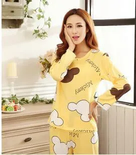 19 Colors Women Pajamas Suits Spring Autumn Cartoon Female Long-sleeve Pajama Pants Milk Silk Pajamas Suits tracksuit