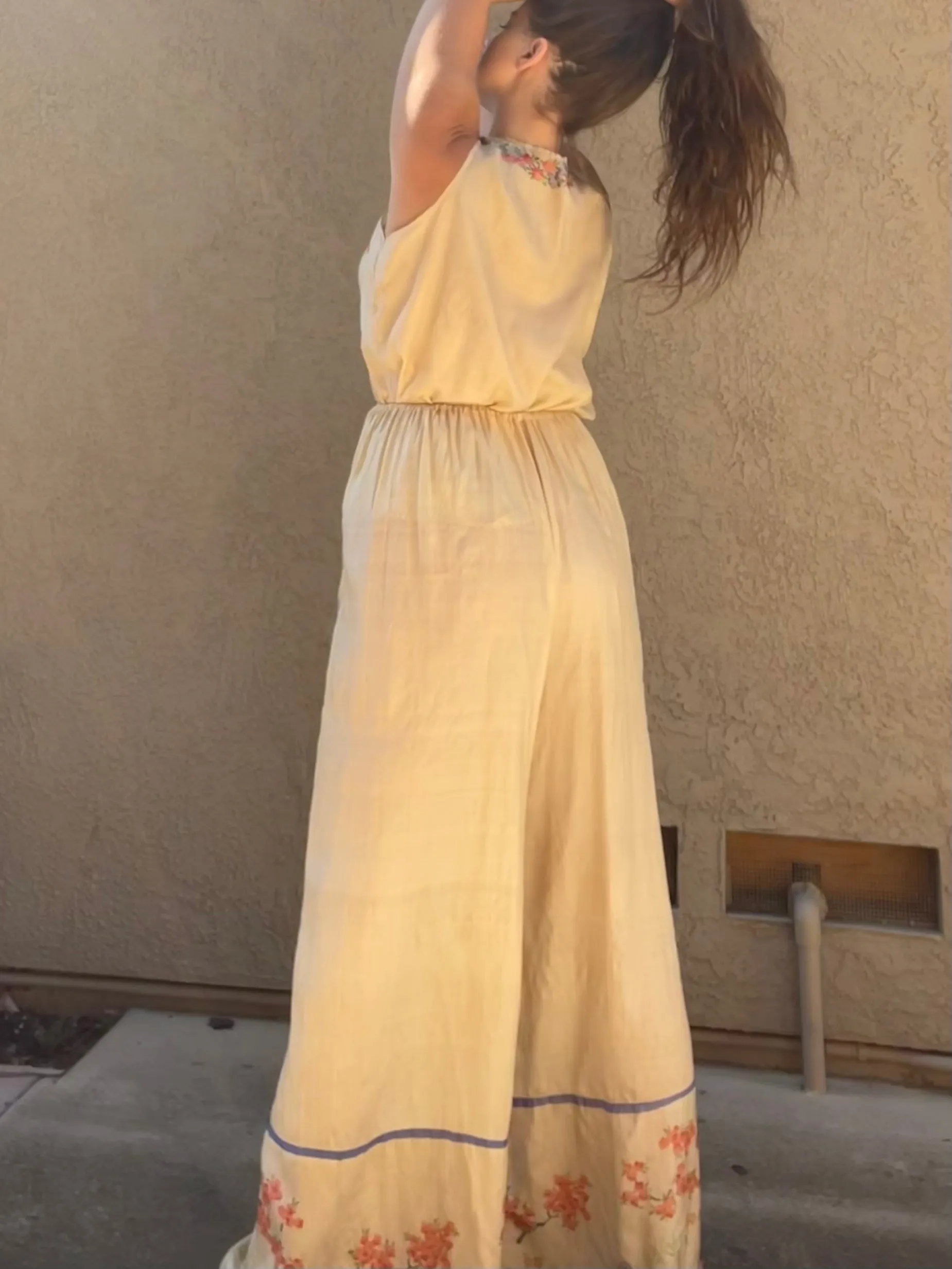 1920s Japanese Pongee Silk Two Beach Palazzo Pants Beach Pajama Set