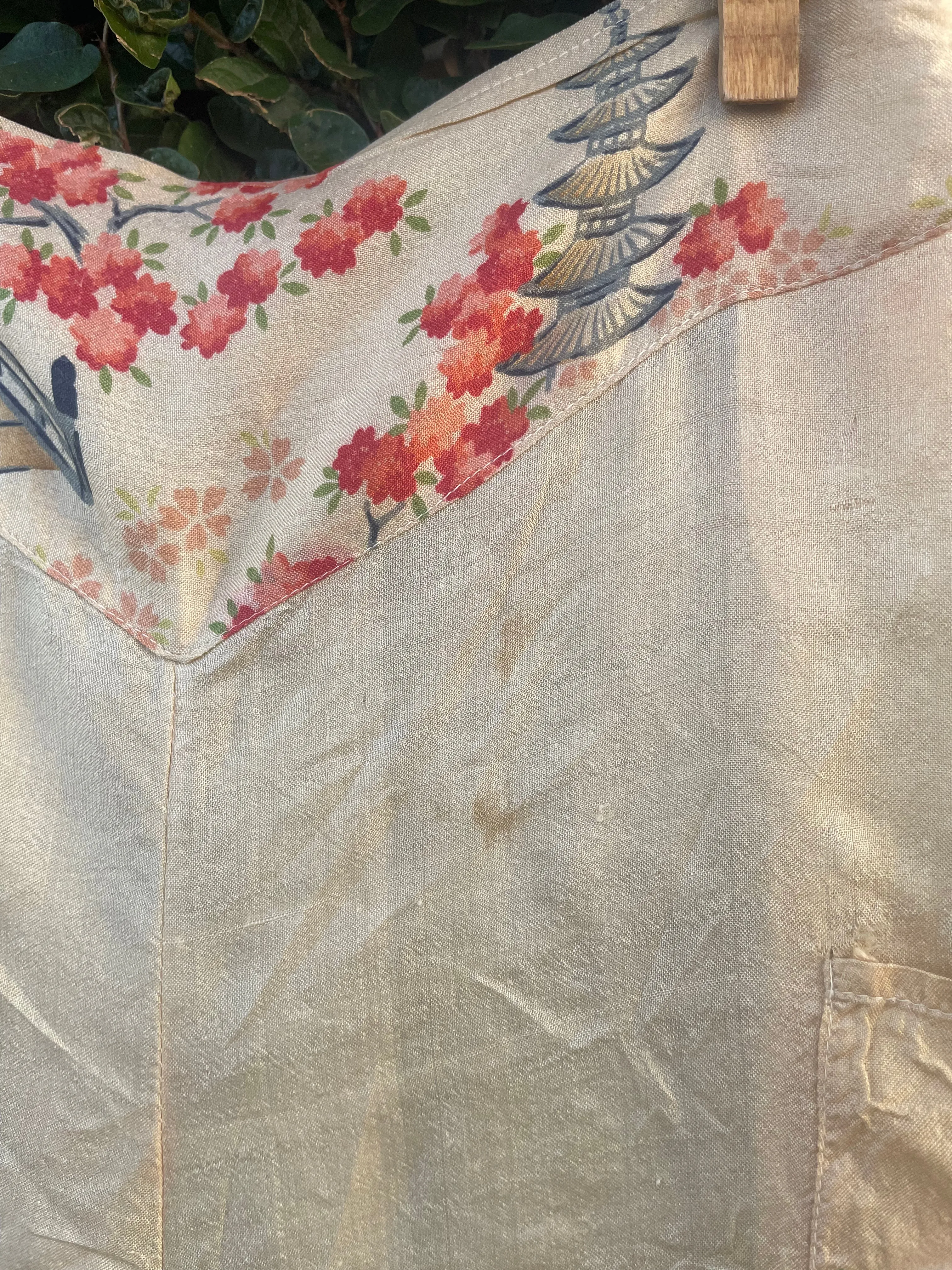 1920s Japanese Pongee Silk Two Beach Palazzo Pants Beach Pajama Set
