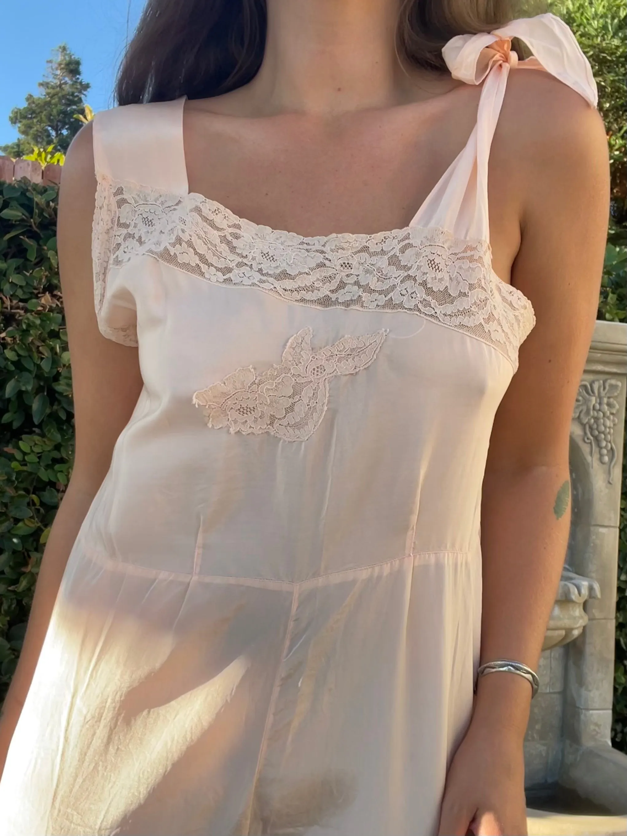 1930s Ballet Pink Silky Rayon Tie Shoulder Lounge Jumpsuit