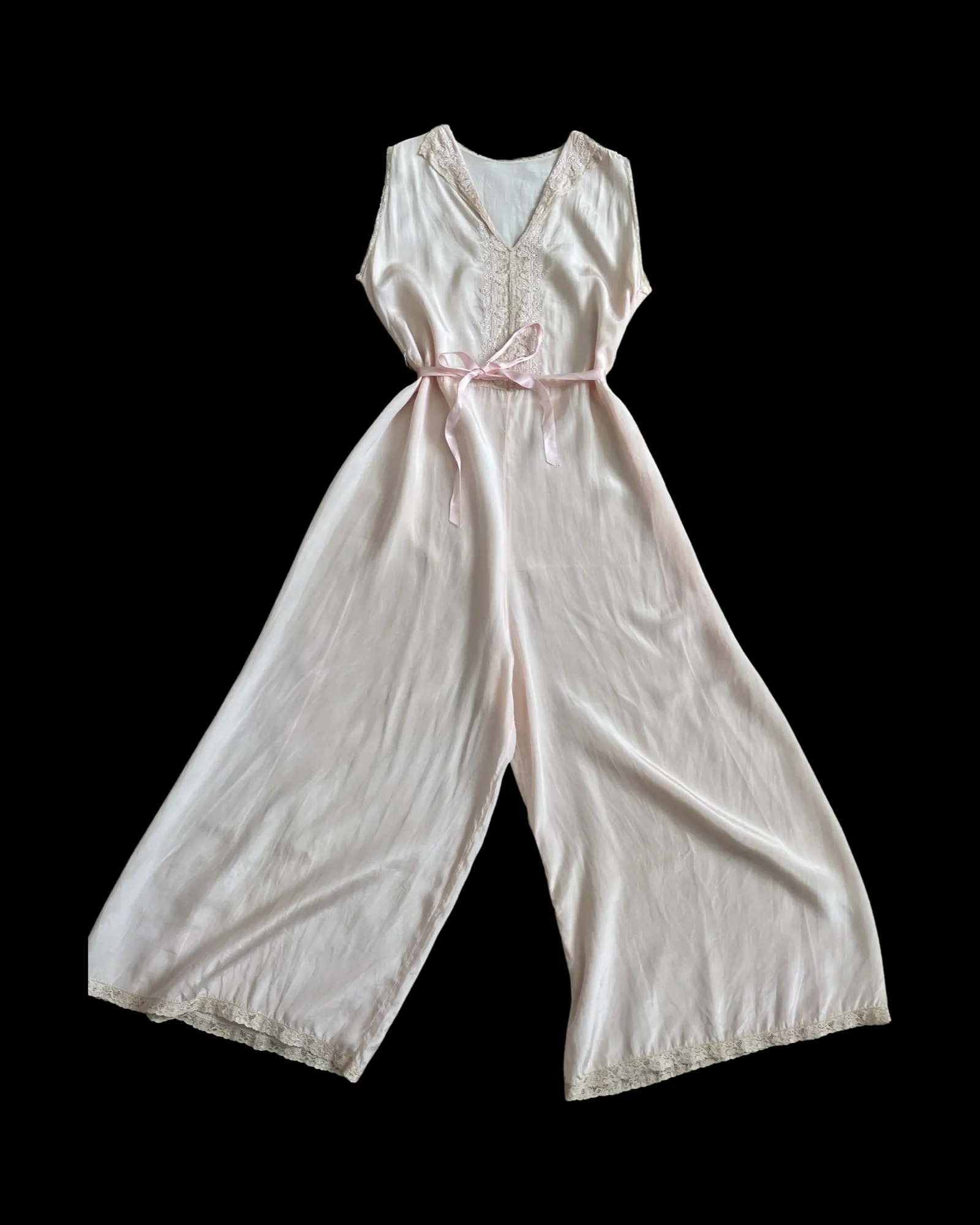 1930s Silk Crepe De Chine Lounge Jumpsuit