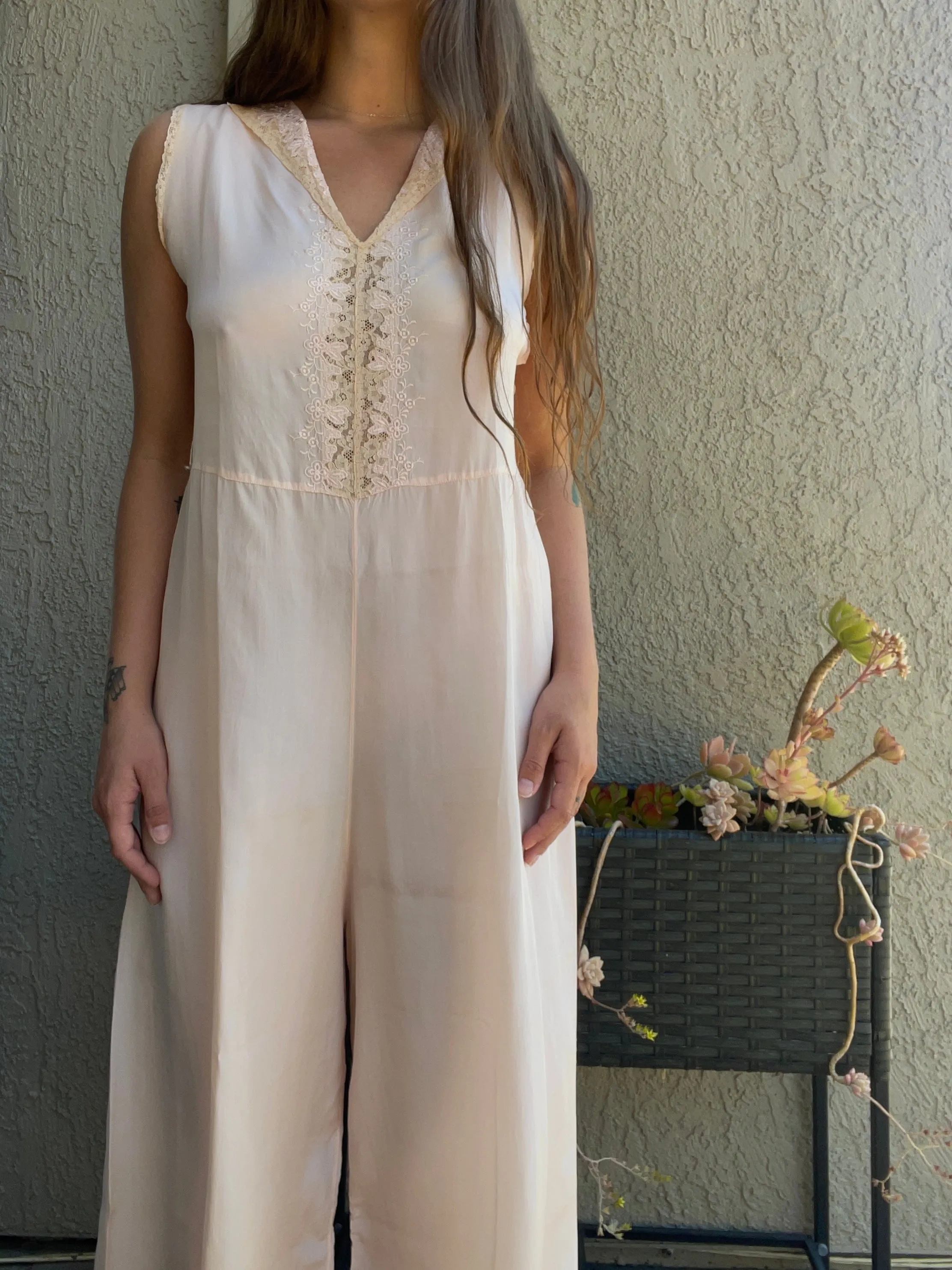 1930s Silk Crepe De Chine Lounge Jumpsuit
