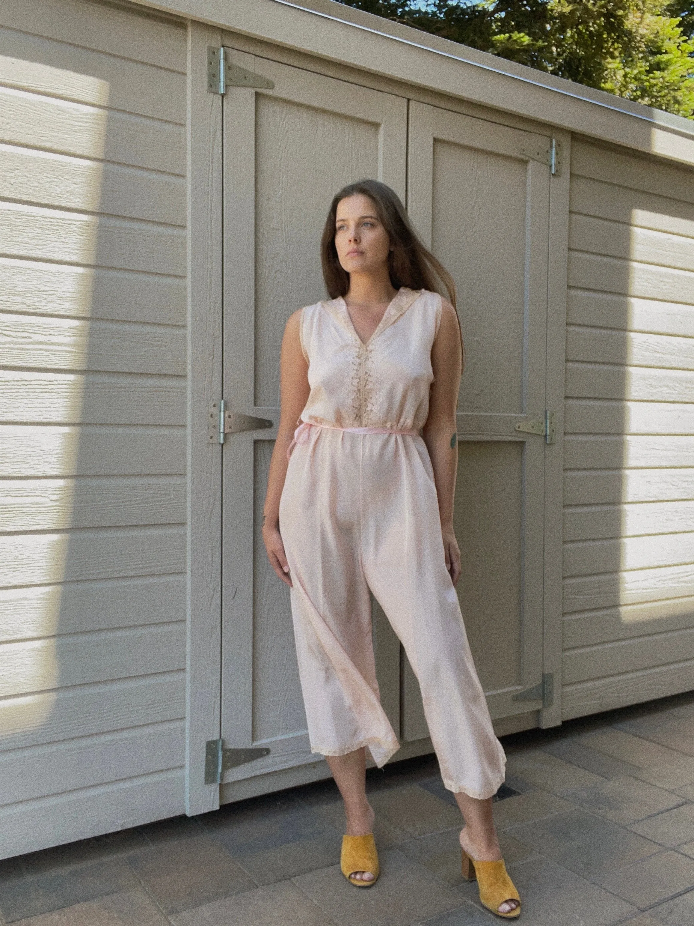 1930s Silk Crepe De Chine Lounge Jumpsuit