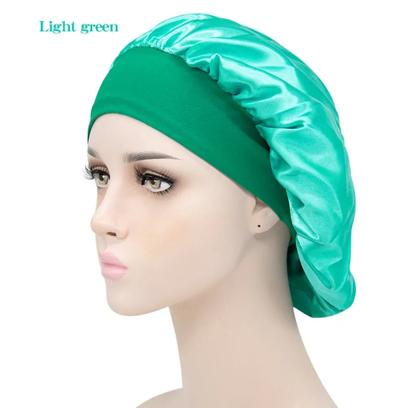 1pc Adjust Solid Satin Bonnet Hair Styling Cap Long Hair Care Women Night Sleep Hat Silk Head Wrap Shower Cap Hair Styling Tools