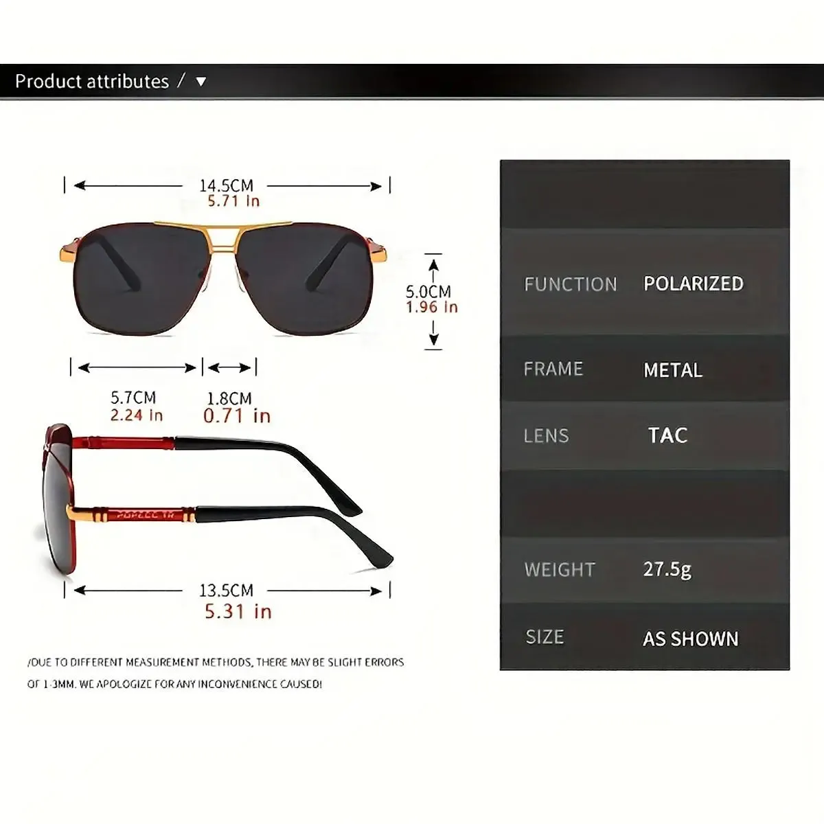 1pc Polarized Fashion Sunglasses for Men