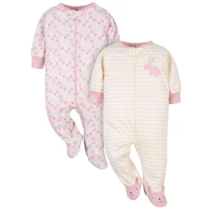 2-Pack Baby Girls Organic Bunny Sleep 'N Plays