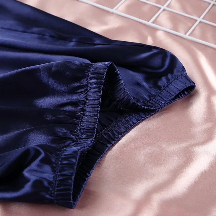 2PC Solid Long Sleeve Pajamas Set