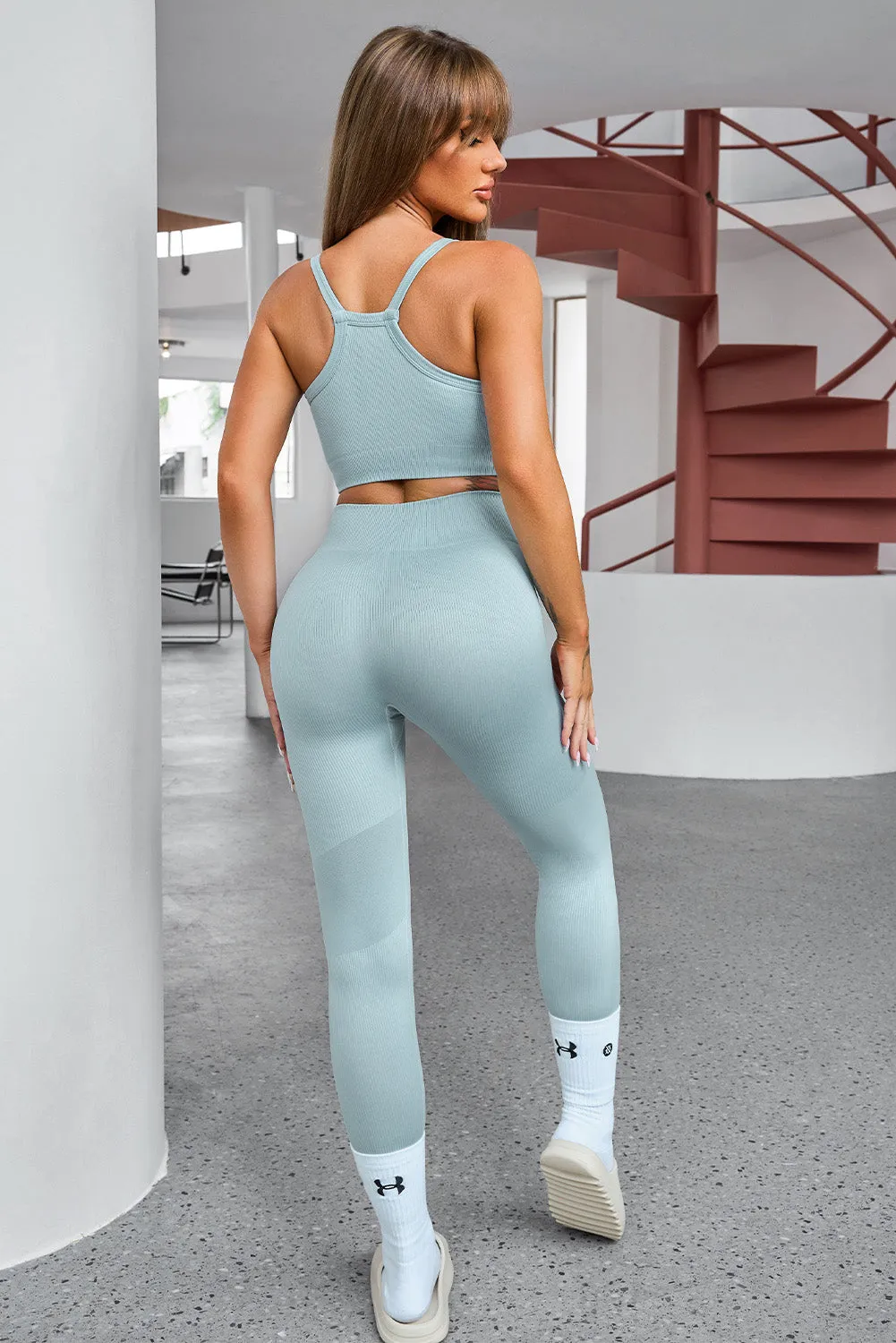 3 PC Cropped Active Top and Leggings Set