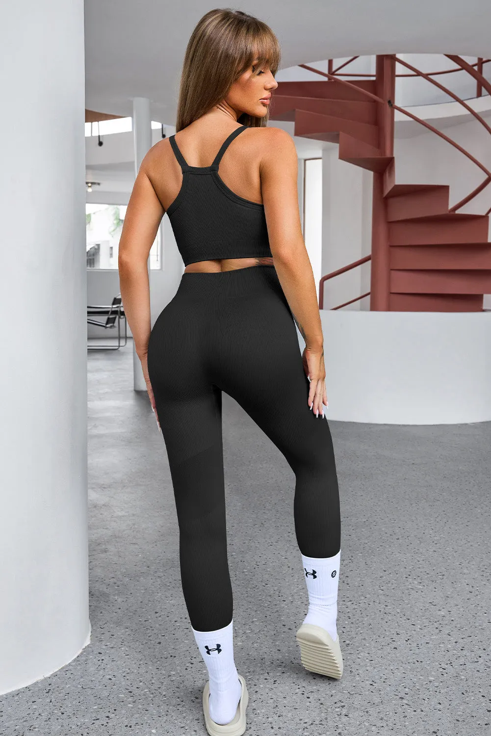 3 PC Cropped Active Top and Leggings Set