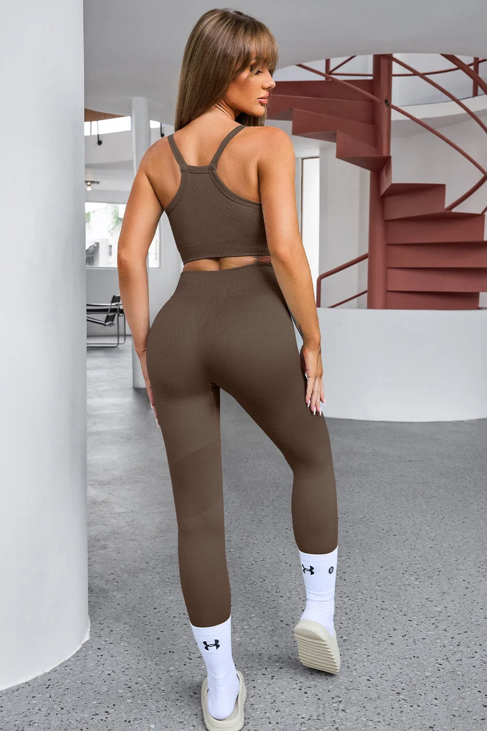 3 PC Cropped Active Top and Leggings Set