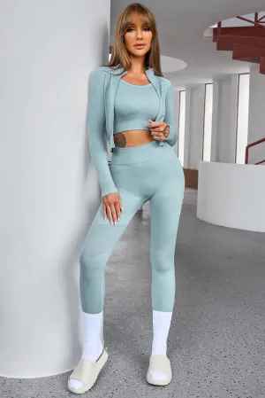 3 PC Cropped Active Top and Leggings Set