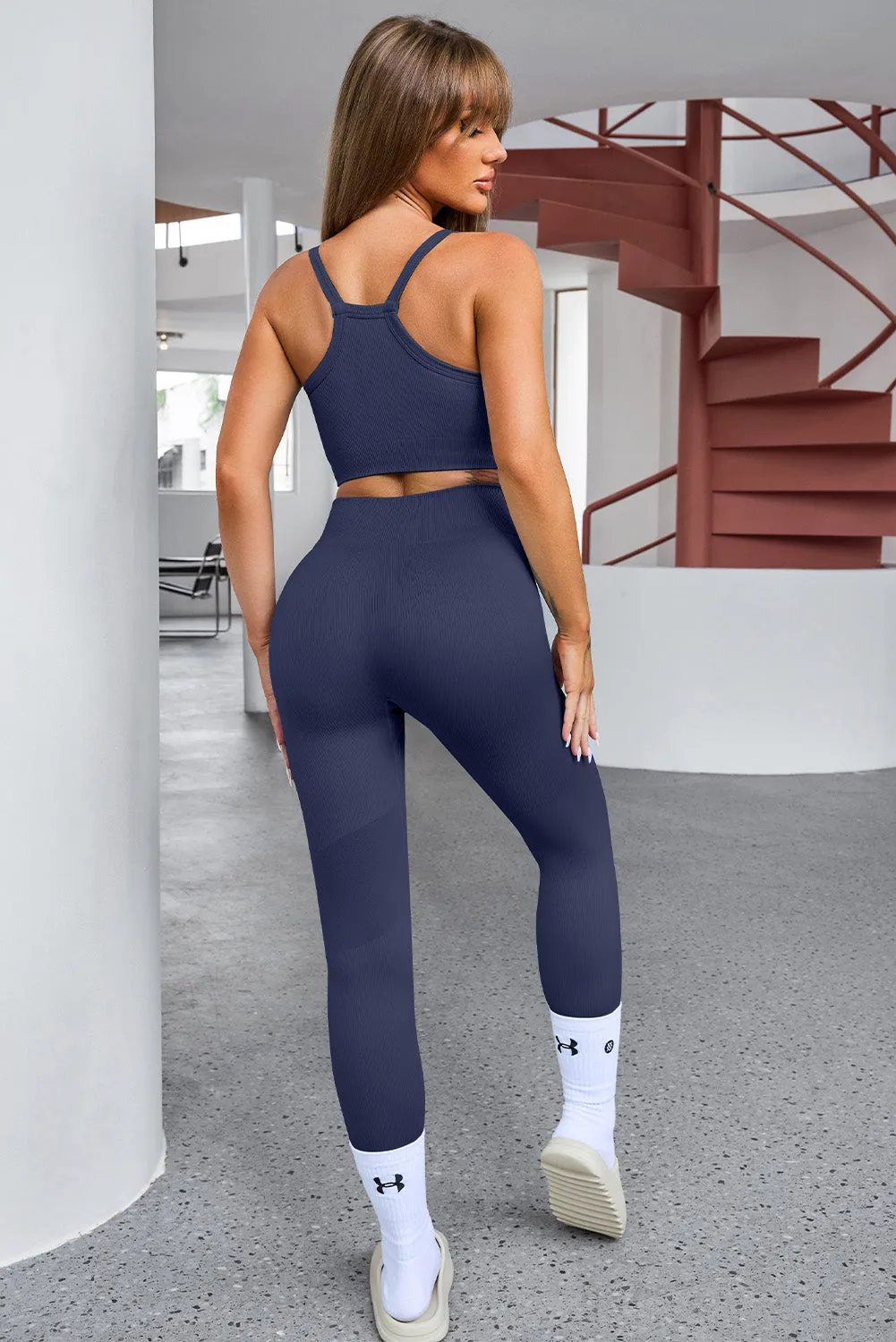 3 PC Cropped Active Top and Leggings Set