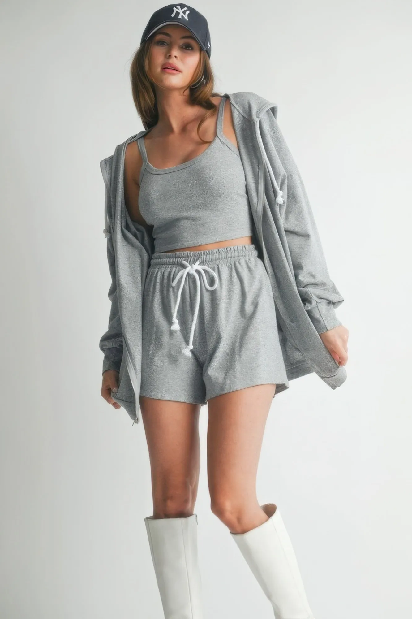 3 Piece Set Sweater Short Set