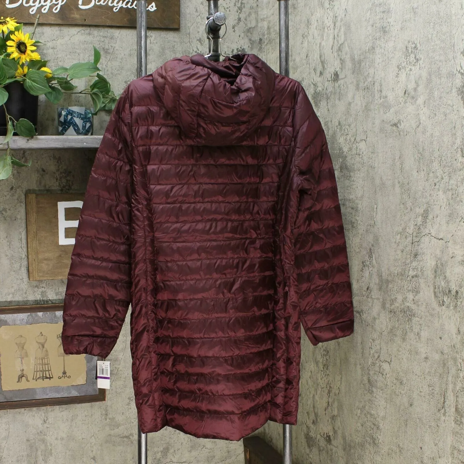 32 Degrees Women's Packable Hooded Down Puffer Coat Bourgogne XXL