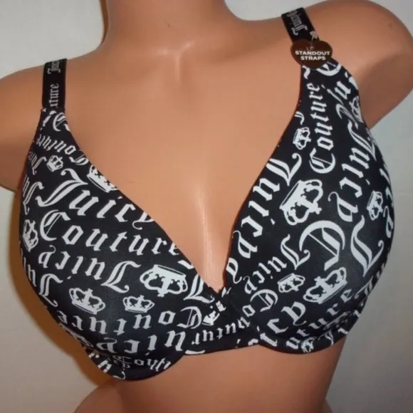 38E(DD Juicy Couture lingerie set-long lined full coverage bra &amp; Bikini Panty(Lg