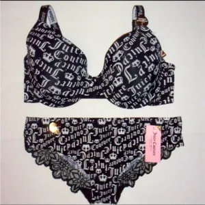 38E(DD Juicy Couture lingerie set-long lined full coverage bra &amp; Bikini Panty(Lg