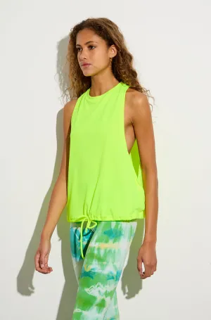 Aμάνικη MESH μπλούζα με σούρα στο τελείωμα | Neon Green