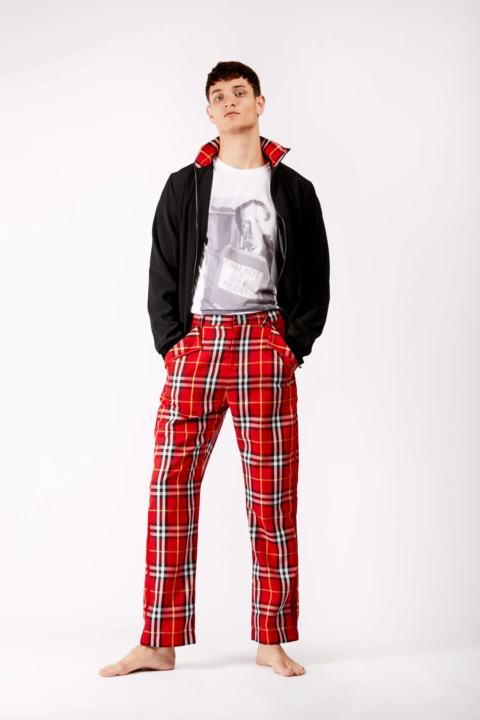 Adrian Schachter Bomber Jacket with Tartan Detail