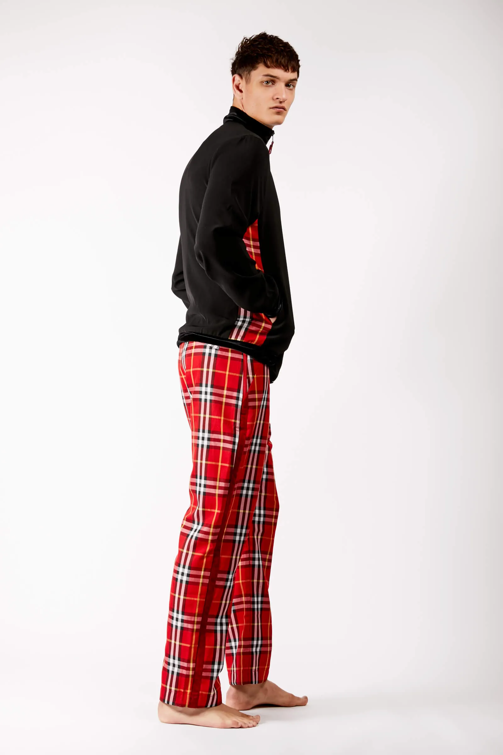 Adrian Schachter Bomber Jacket with Tartan Detail