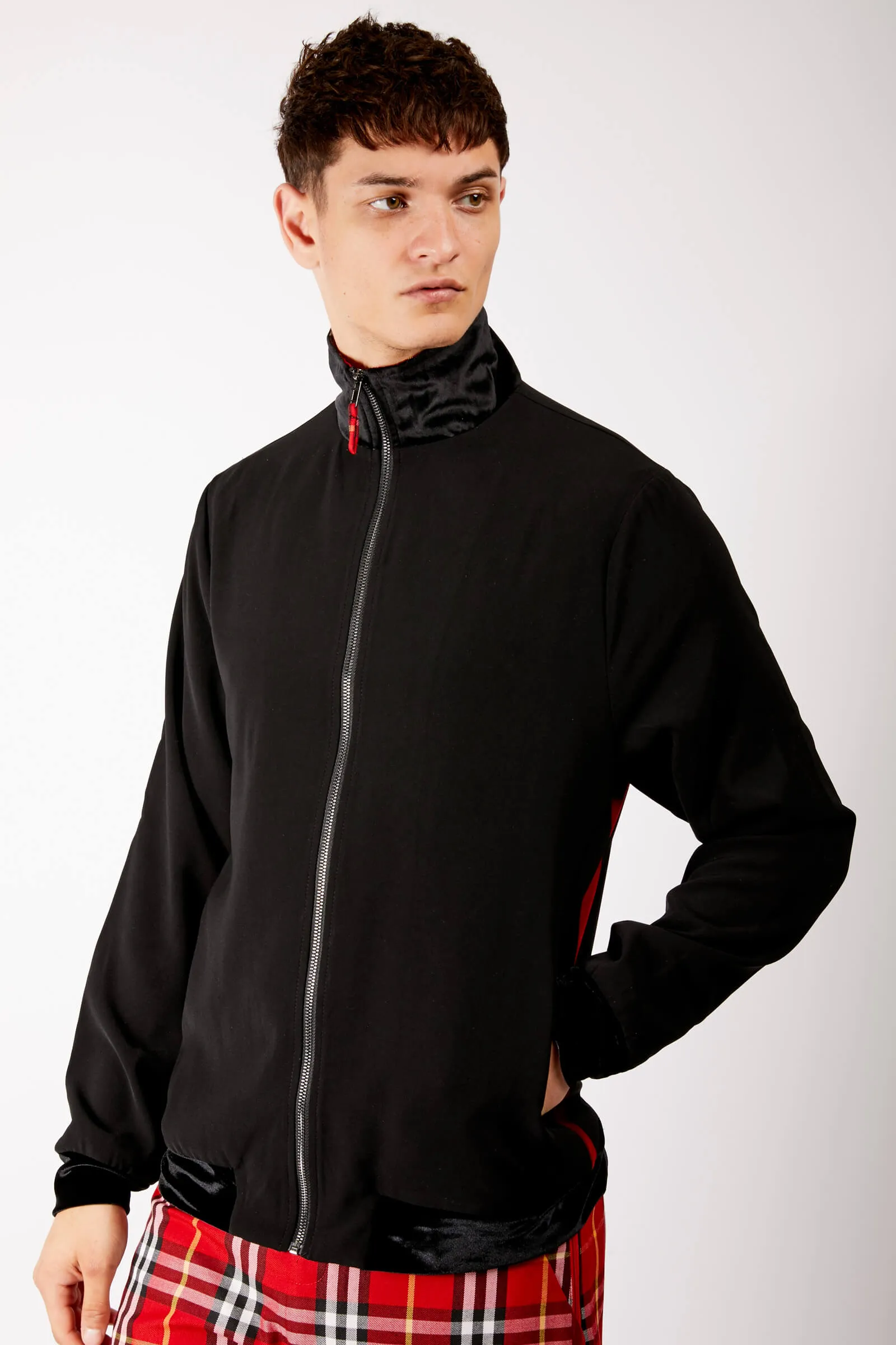 Adrian Schachter Bomber Jacket with Tartan Detail
