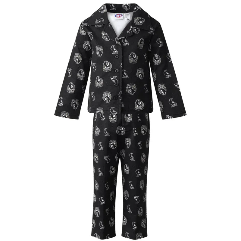 AFL Collingwood Magpies Toddlers Flannelette PJ Set