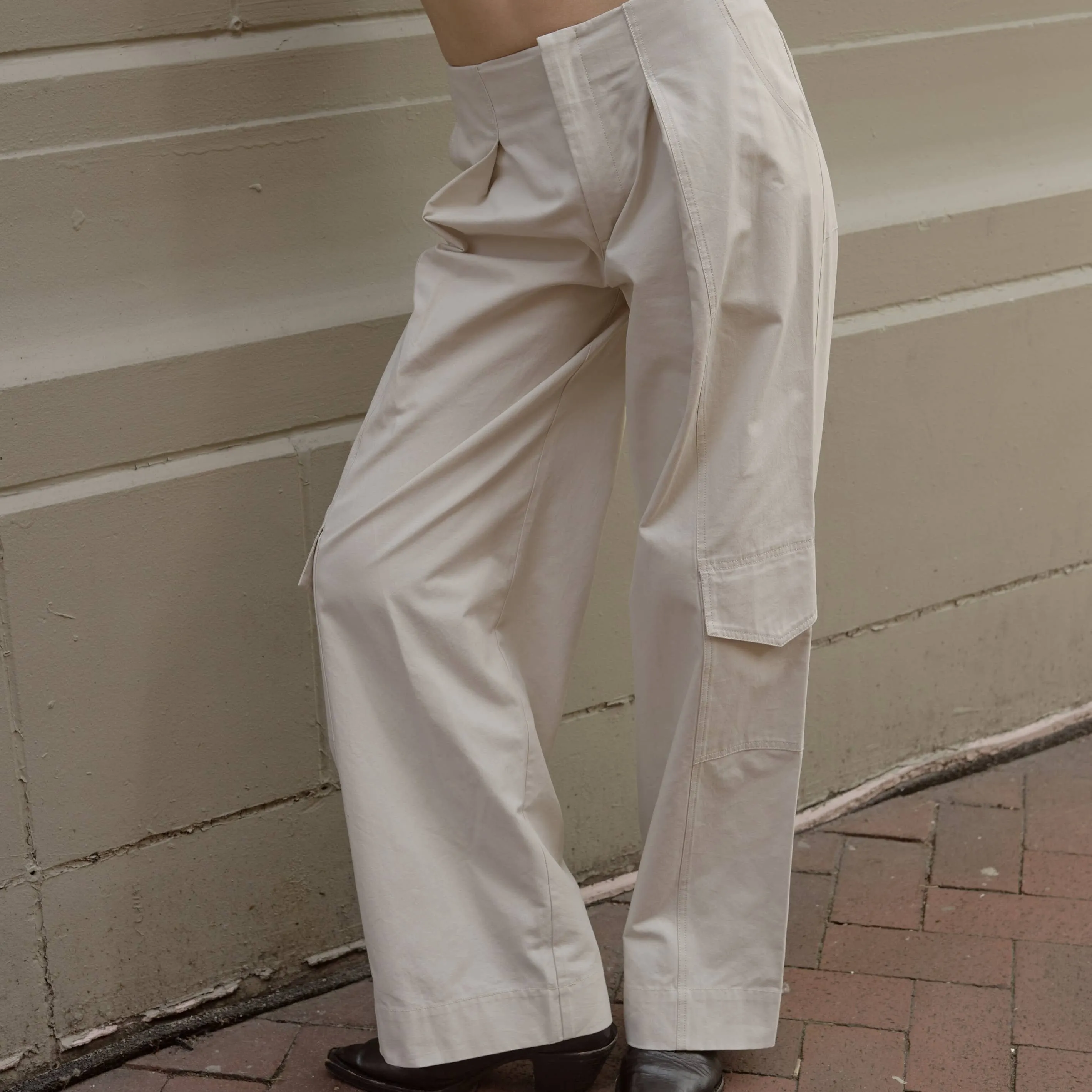 All Row | Hansen Wide Leg Utility Pants in Bone