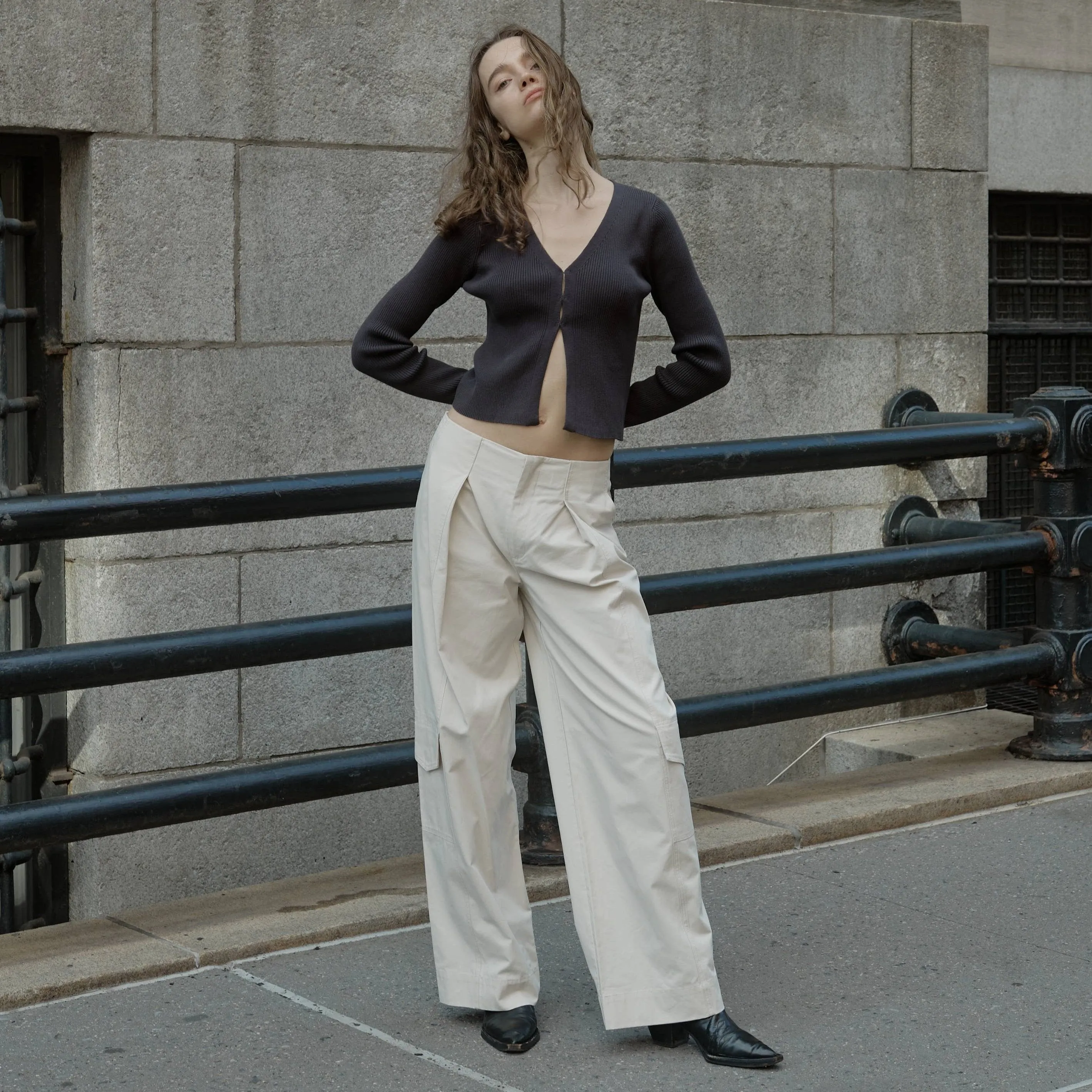 All Row | Hansen Wide Leg Utility Pants in Bone