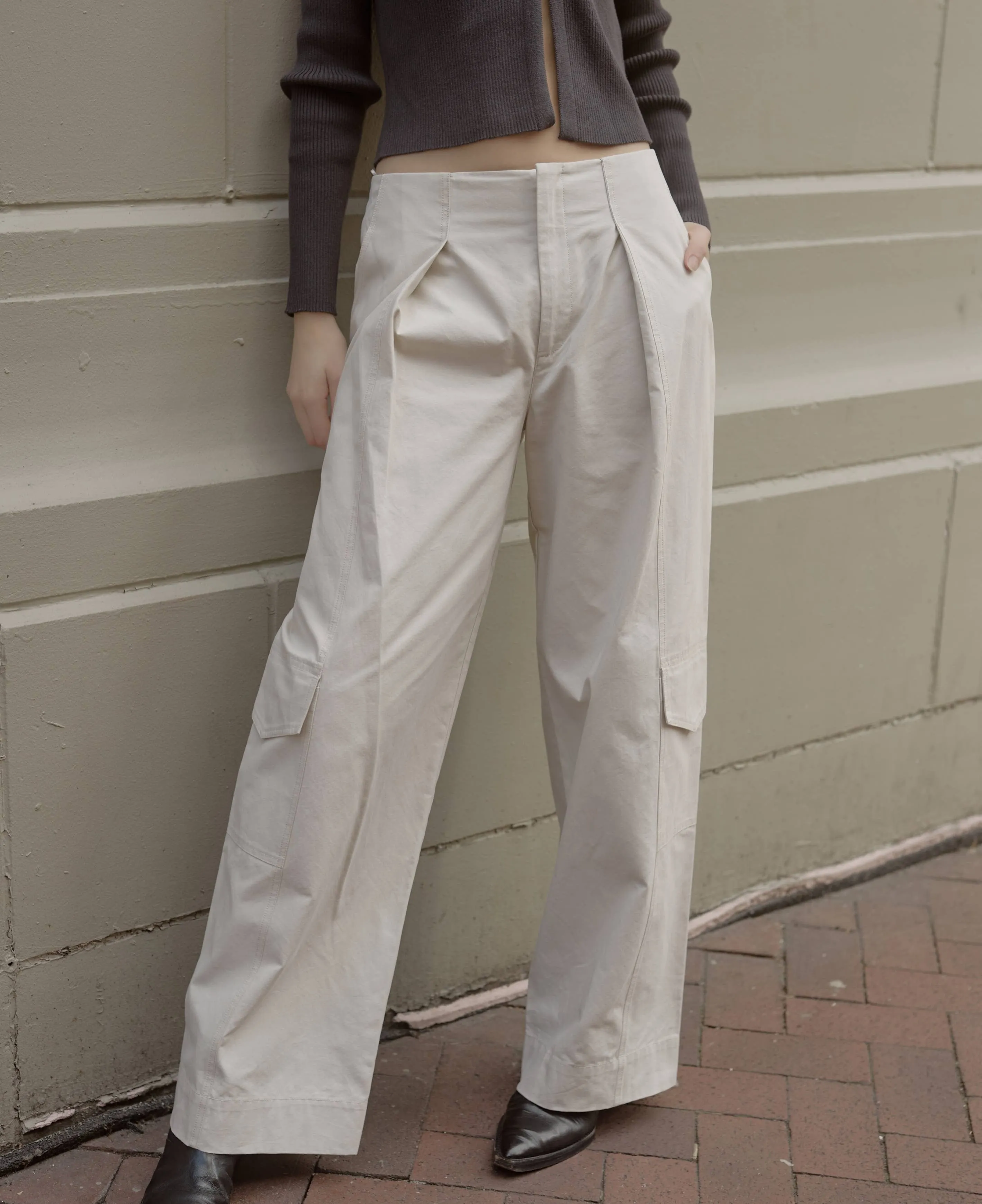 All Row | Hansen Wide Leg Utility Pants in Bone