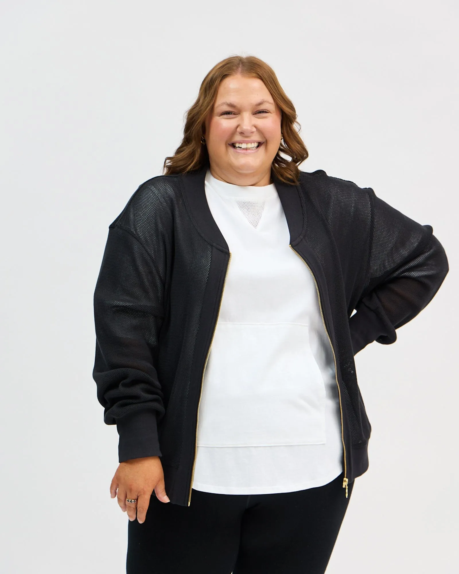 Amara Mesh Bomber Jacket - Black