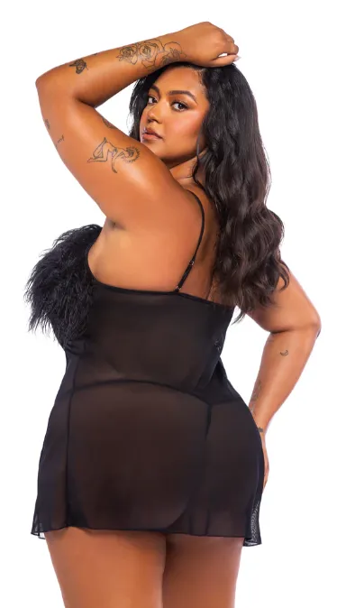 Amelia 2-Piece Feather Babydoll - LI773