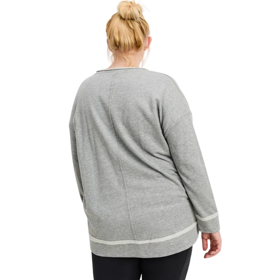 Antiqued Star Longline V-Neck Sweatshirt - CRVY