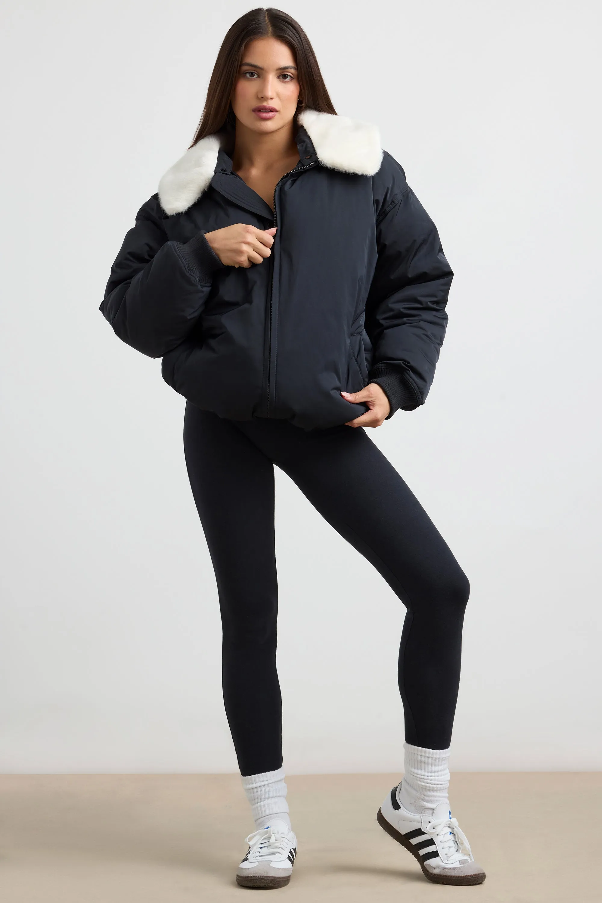 Any Day - Oversized Bomber Jacket in Black