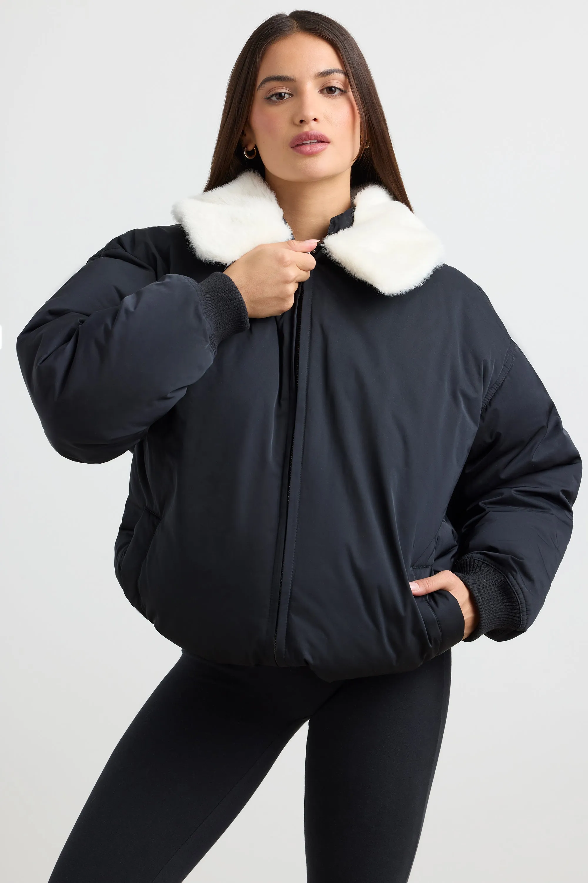 Any Day - Oversized Bomber Jacket in Black