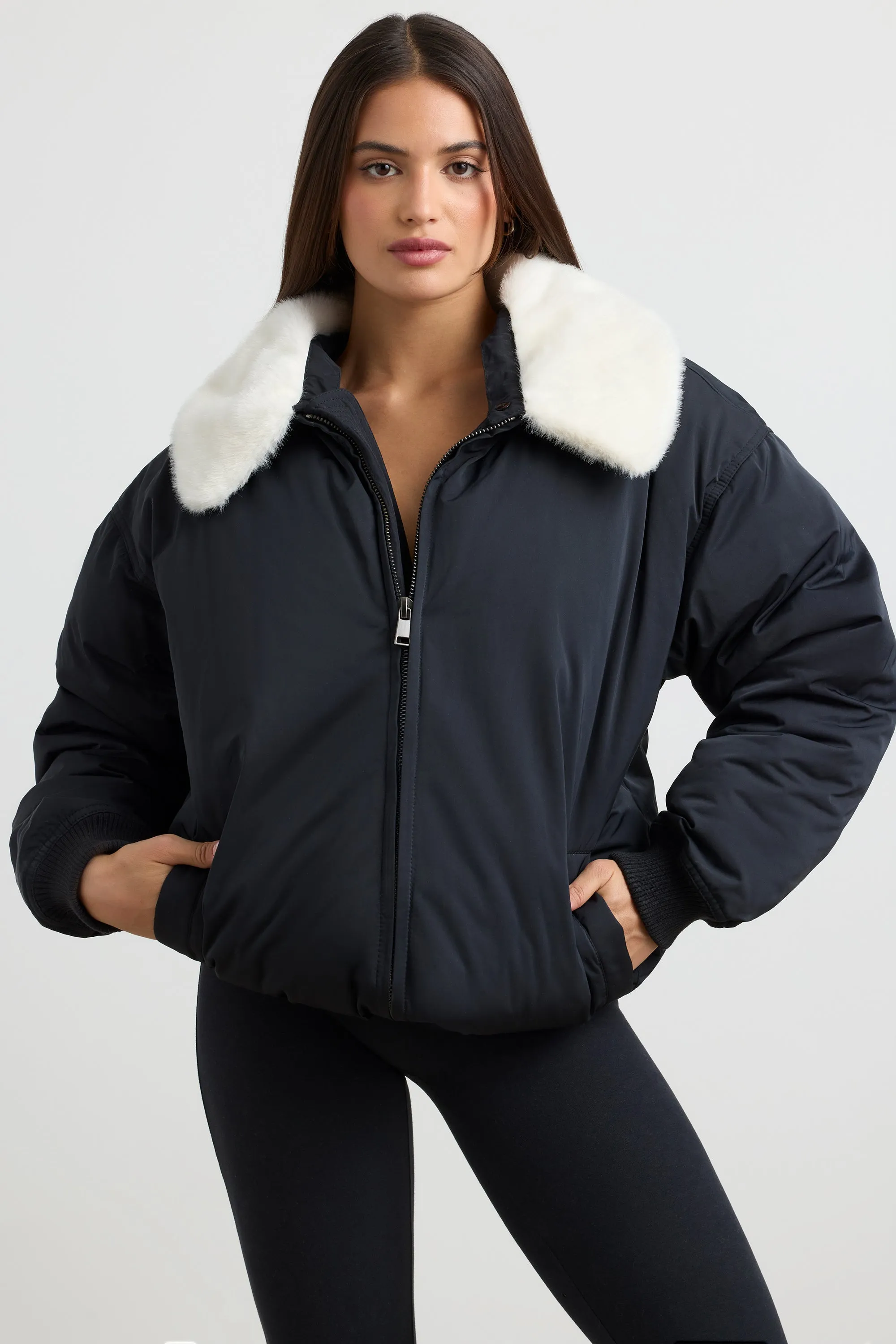 Any Day - Oversized Bomber Jacket in Black