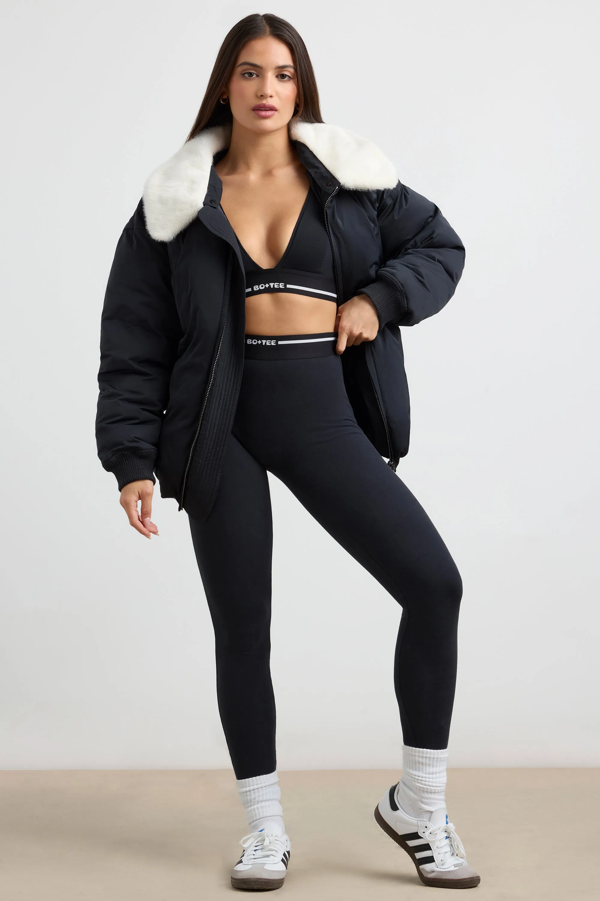 Any Day - Oversized Bomber Jacket in Black