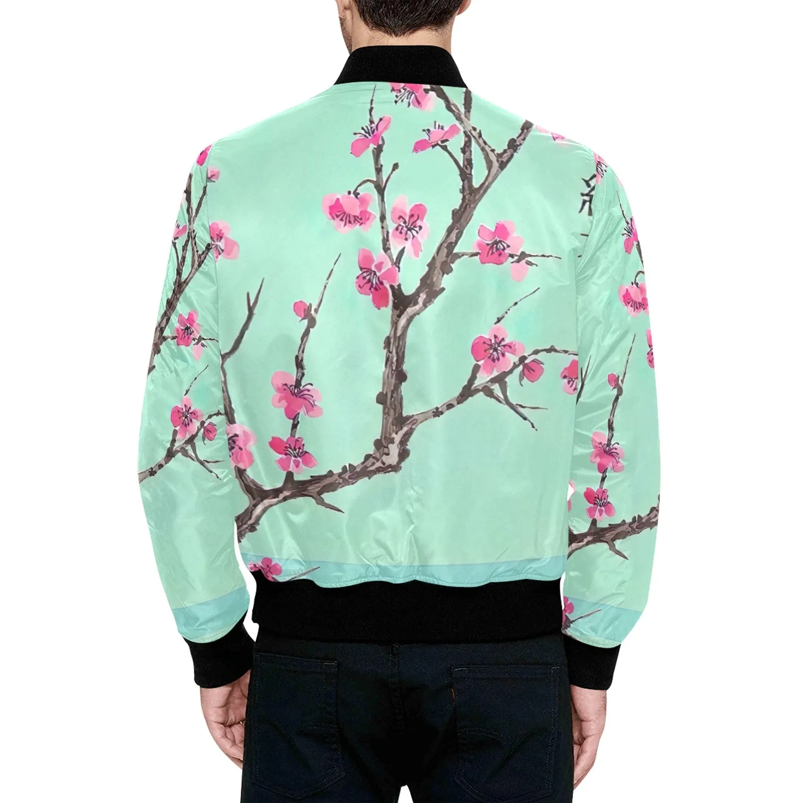 Arizona Green Tea Pattern Men's All Over Print Quilted Bomber Jacket