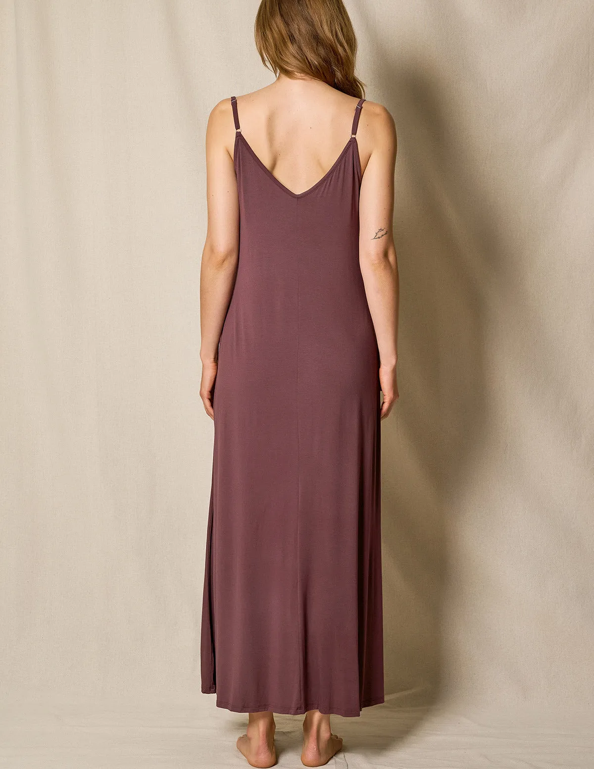 Bamboo Maxi Sleep Dress - Chocolate - XL Only