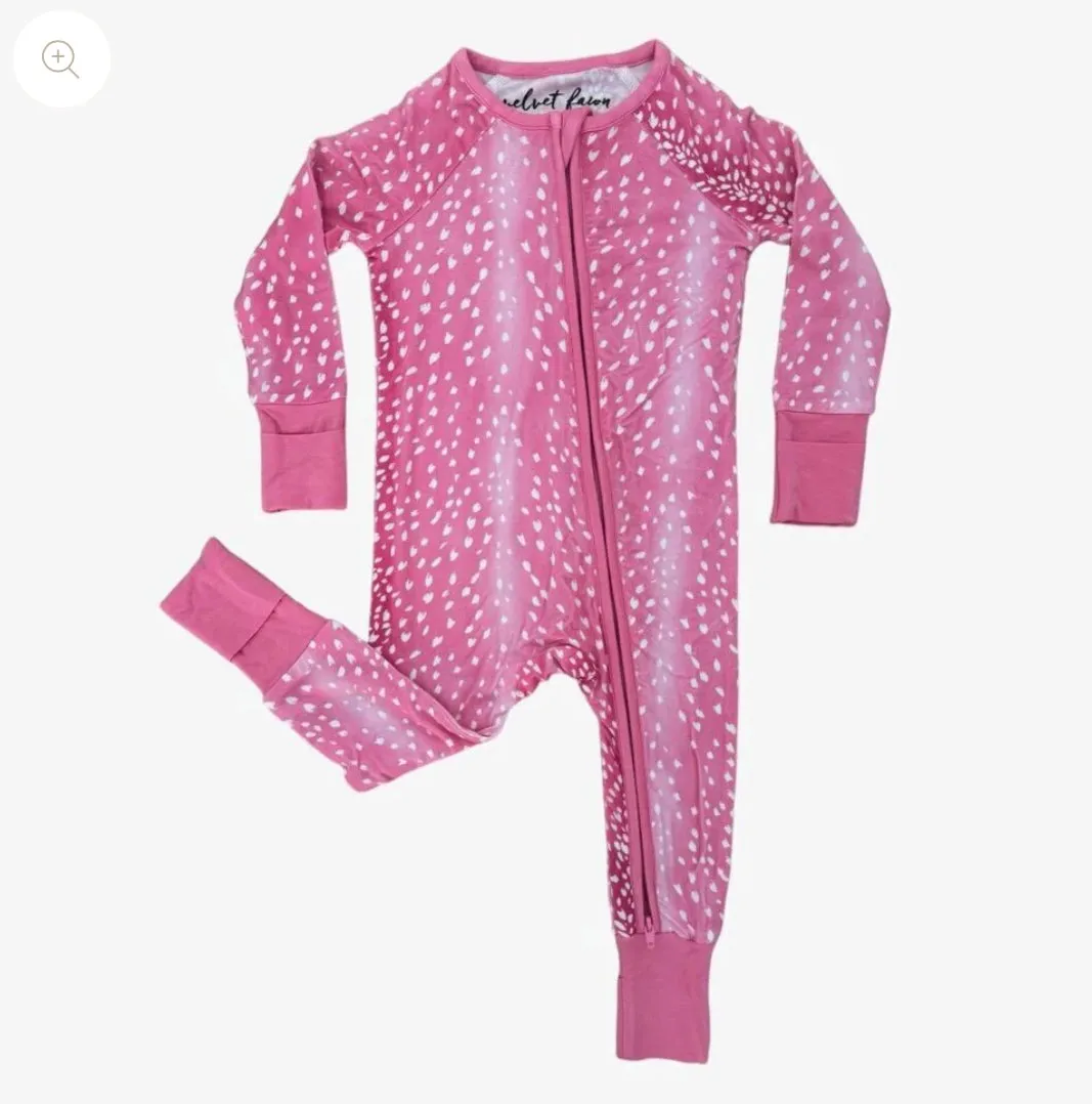 Bamboo Zipper Pajama - Fuchsia Fawn