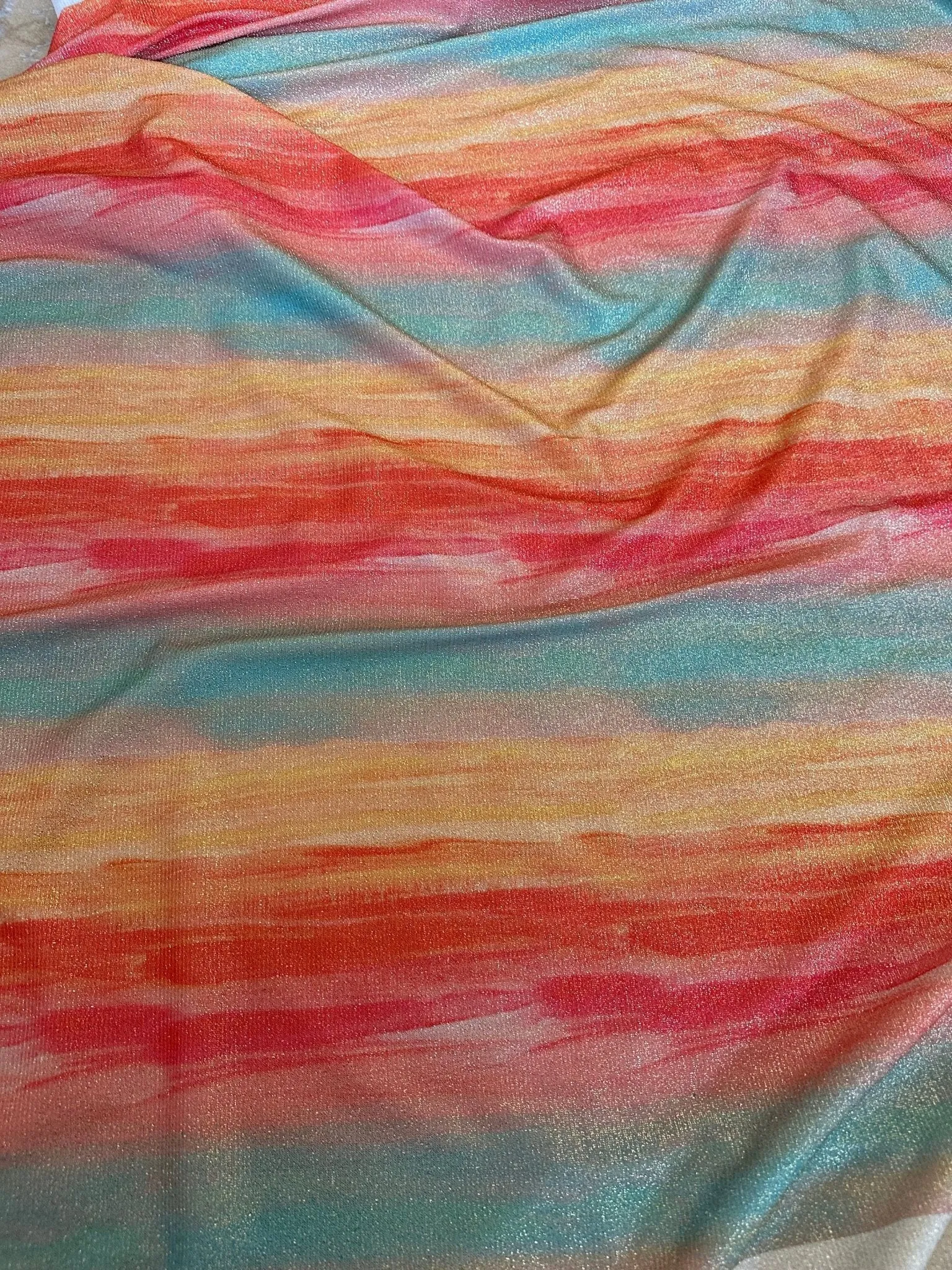 Batik Lurex Two-Way Stretch Spandex Fabric with Glitter Tie-Dye Pattern