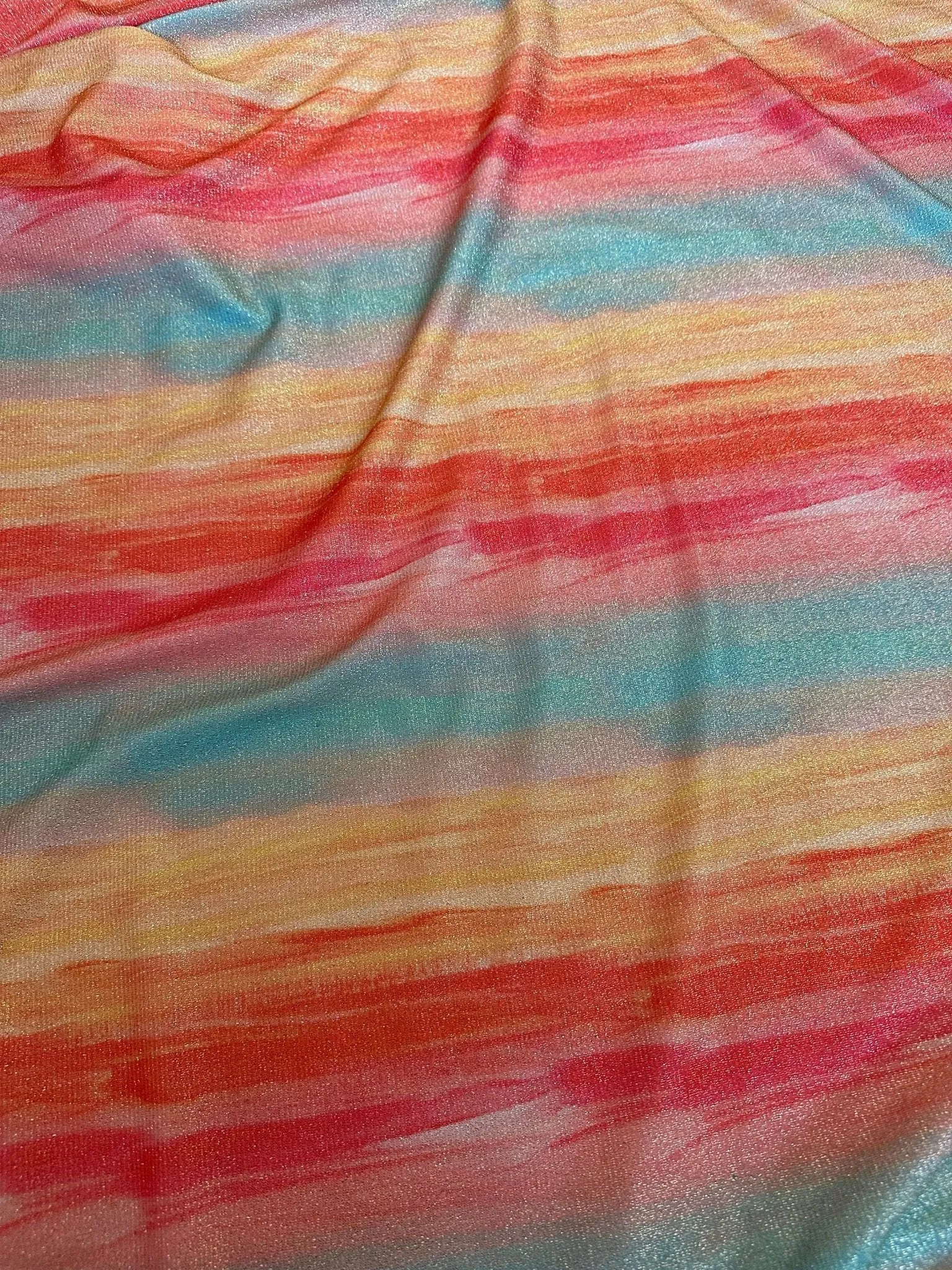 Batik Lurex Two-Way Stretch Spandex Fabric with Glitter Tie-Dye Pattern