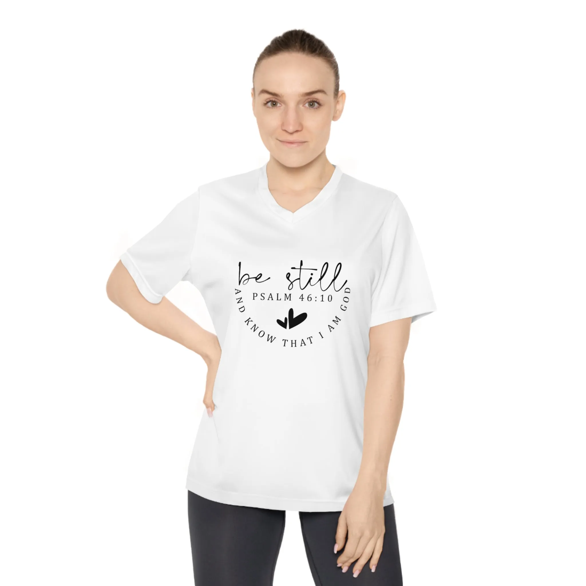 Be Still Psalm 46:10 Women's Performance V-Neck T-Shirt