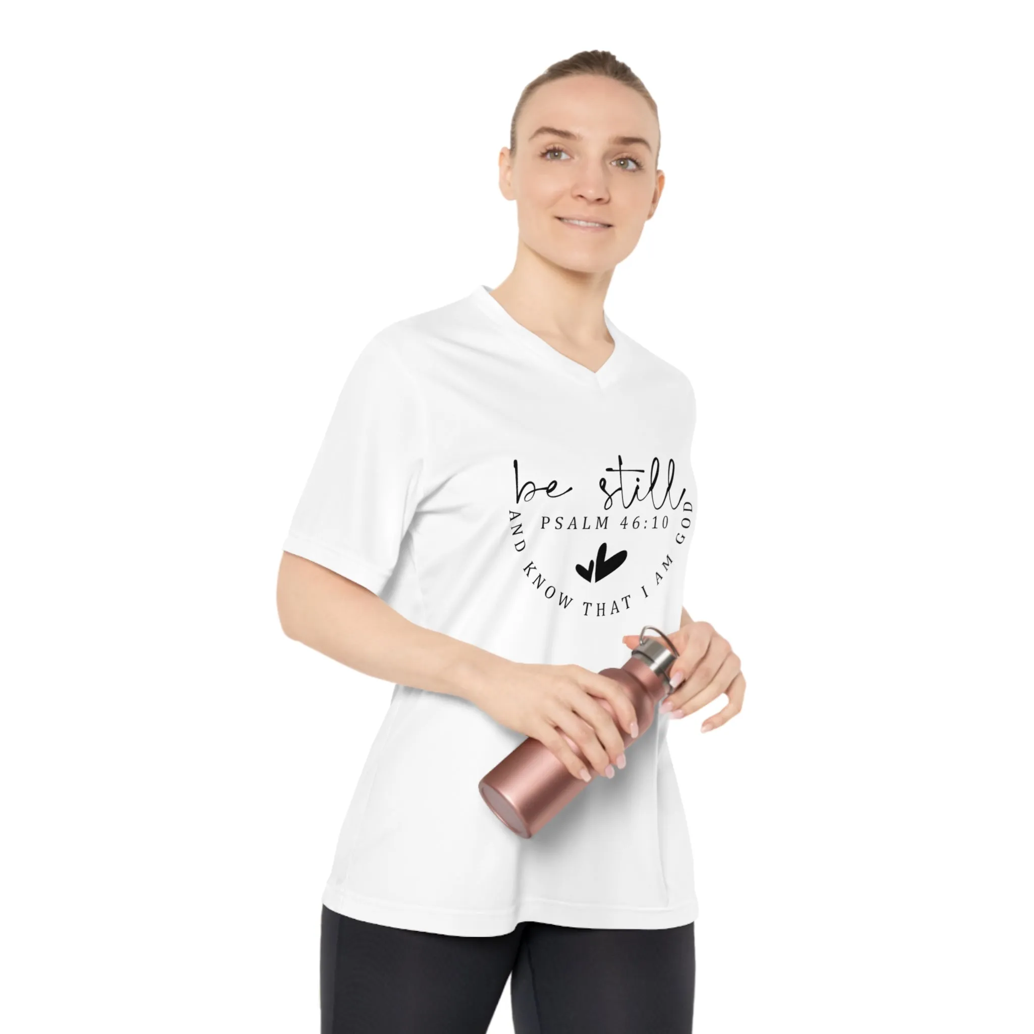 Be Still Psalm 46:10 Women's Performance V-Neck T-Shirt