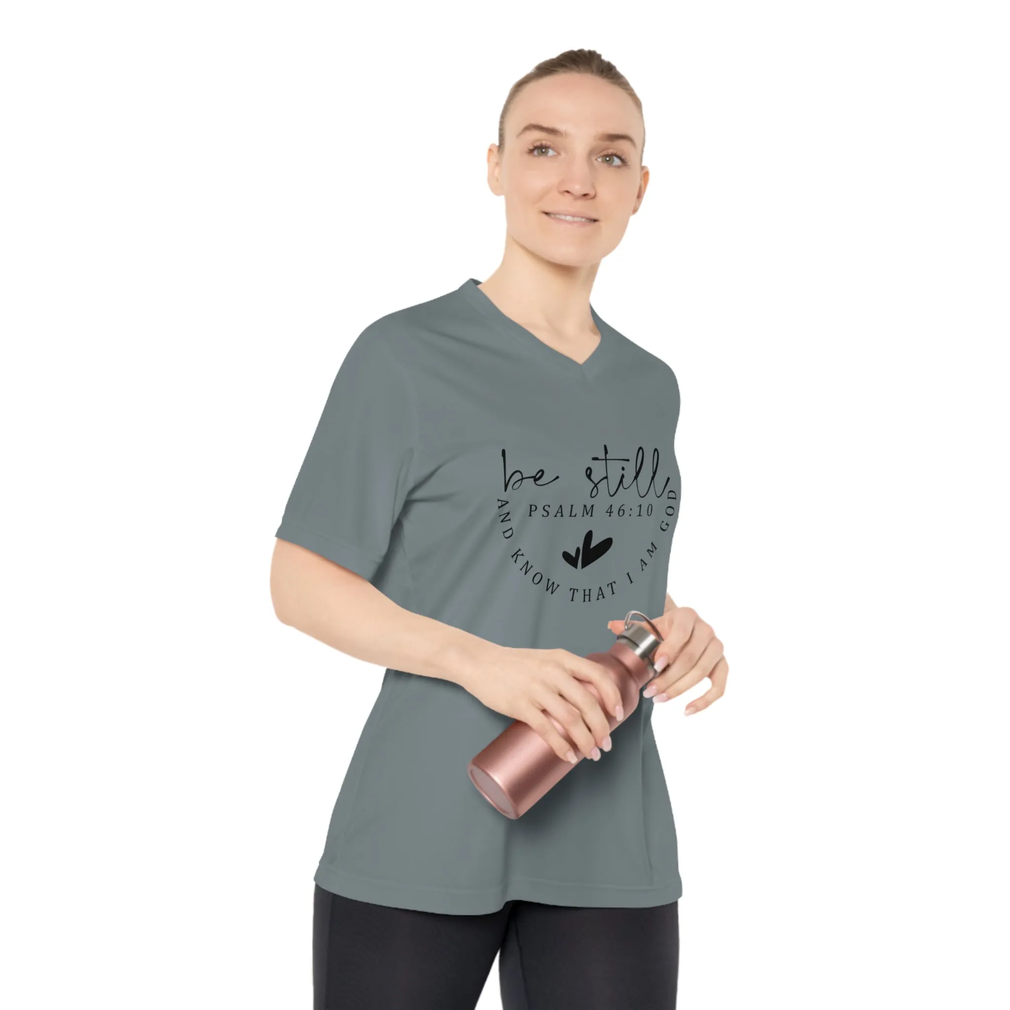 Be Still Psalm 46:10 Women's Performance V-Neck T-Shirt