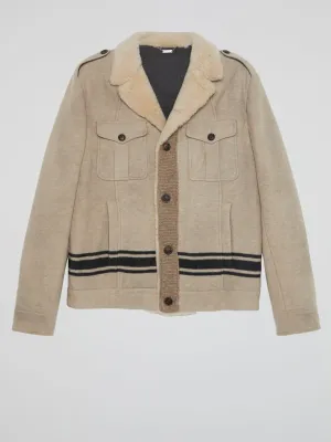 Beige Fur Collar Jacket