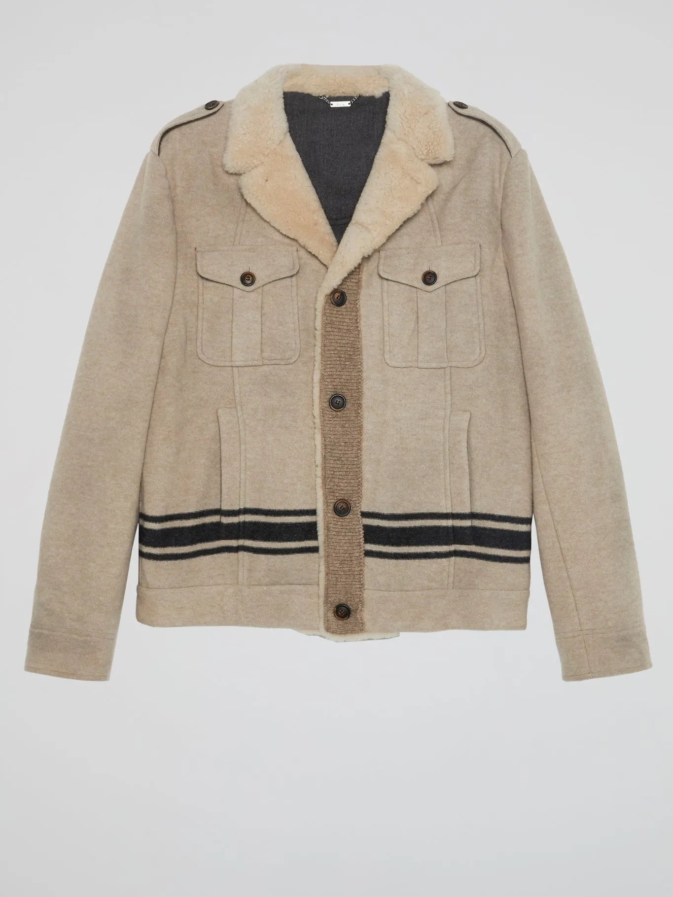 Beige Fur Collar Jacket