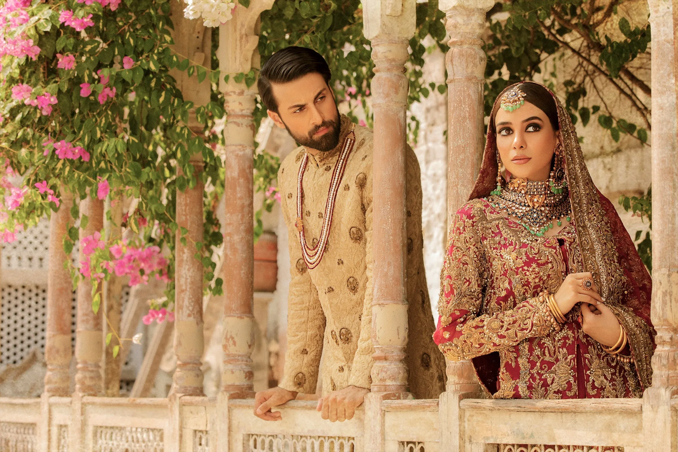 Beige Sherwani Shawl Dress for Pakistani Groom Dresses